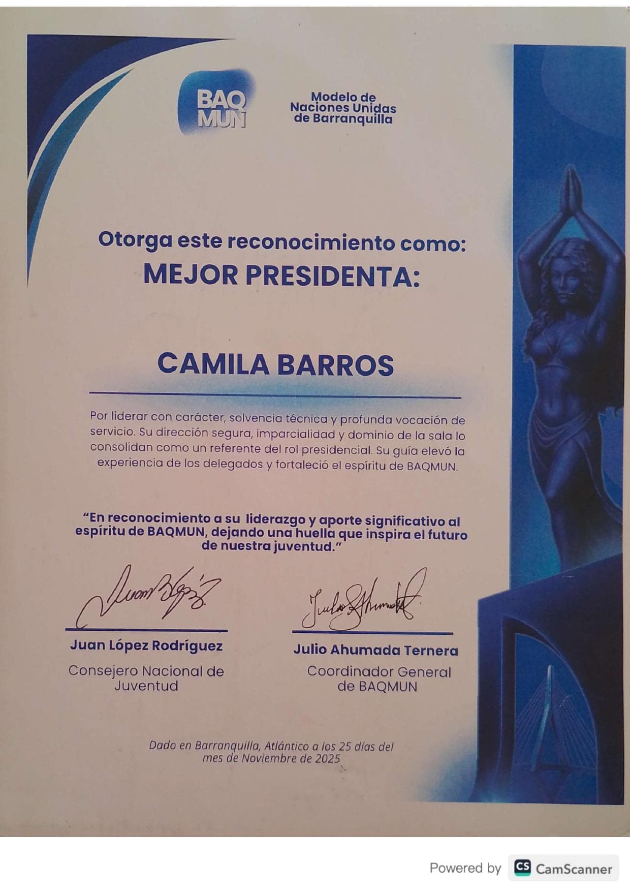 BAQMUN - Mejor Presidenta