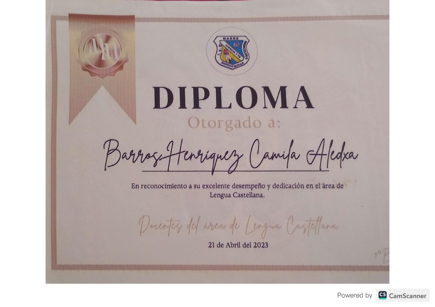 Excelente Desempeño en Lengua Castellana