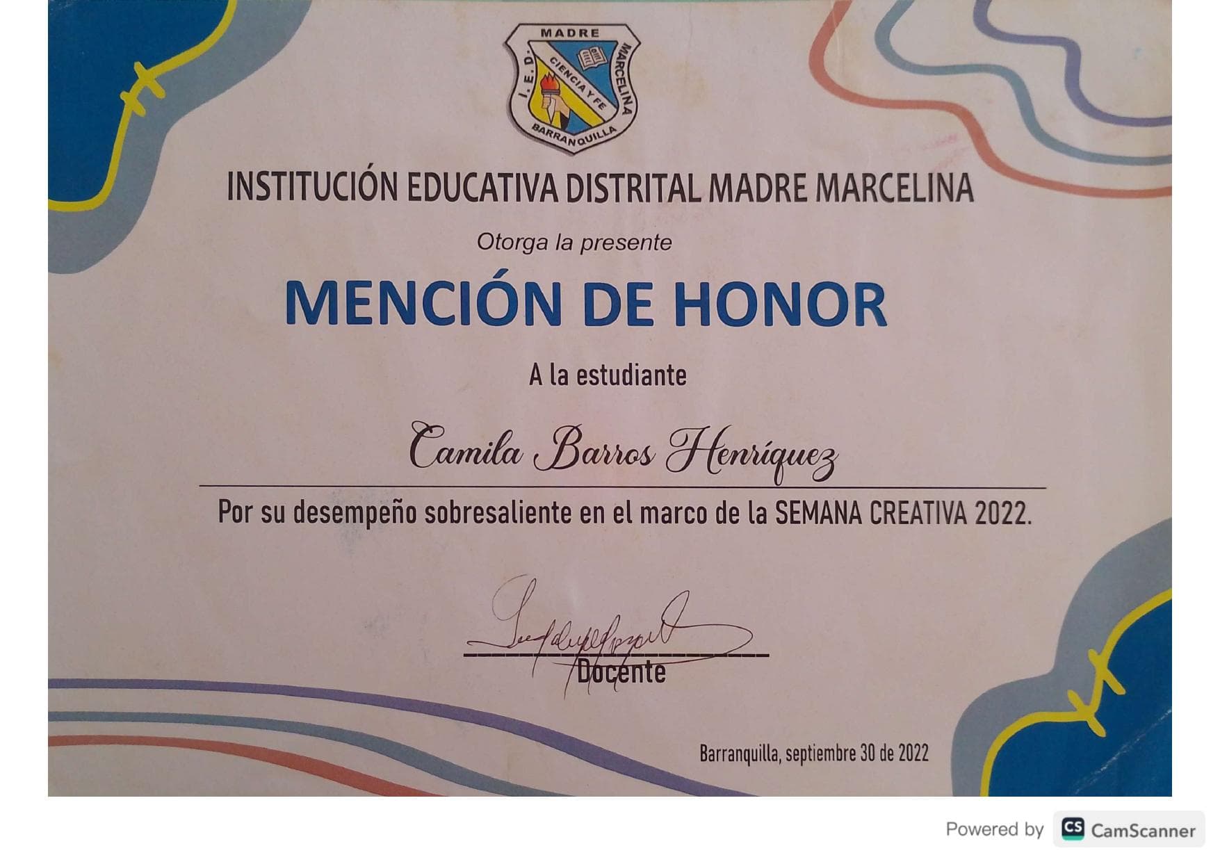 Mención de Honor - Semana Creativa